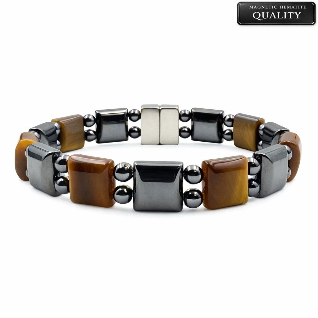 Magnetic Hematite Bracelet for Men & Women â€“ Tiger-eye Beads Style #201