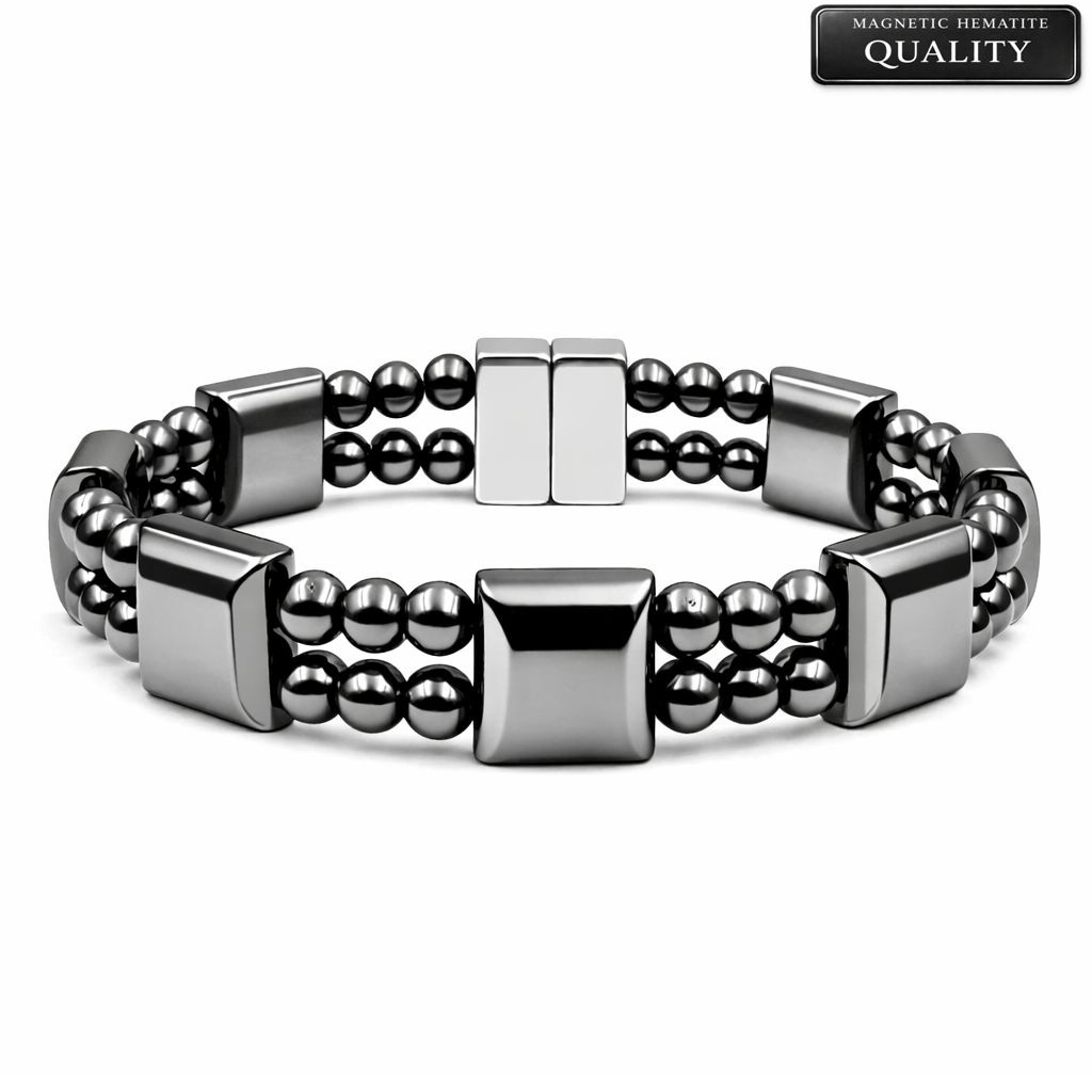 Magnetic Hematite Bracelet for Men & Women â€“ Bold Beads Style #200