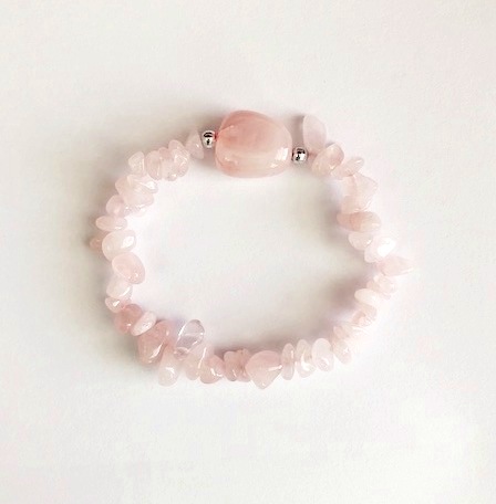 1 PC. Rose Quartz Chip Stone Bracelet With Nugget