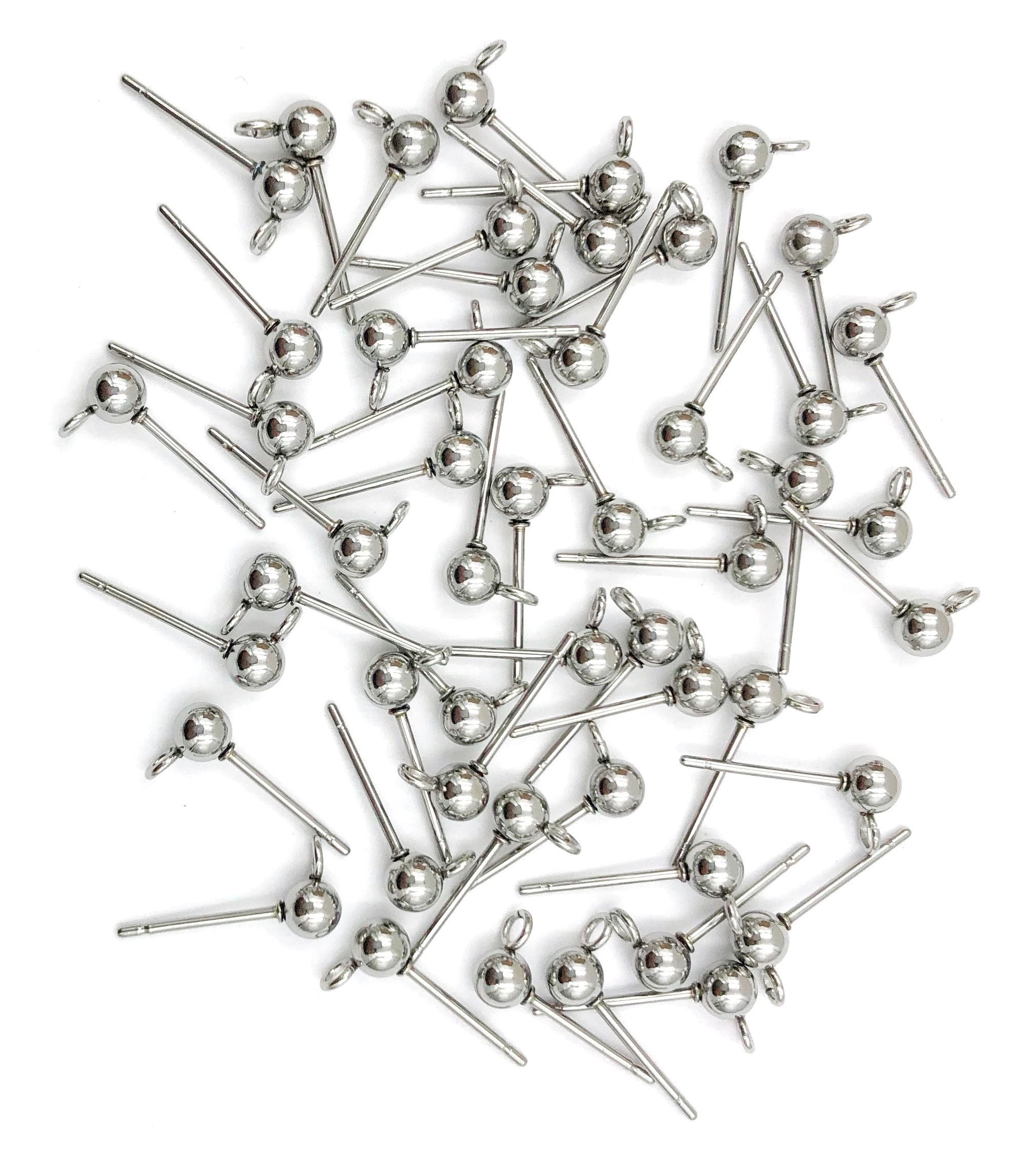 100 PC. Surgical Stainless Steel Ear Ball Posts #POSTS