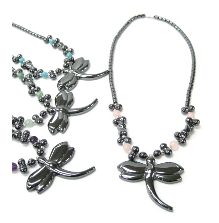 Dozen Large Dragonfly Hematite Necklaces #HN-80740