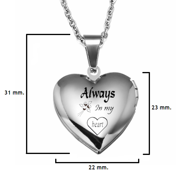 Dozen (12 PC.) 20" Always In My Heart  Stainless Steel Locket Necklaces #Locket-103