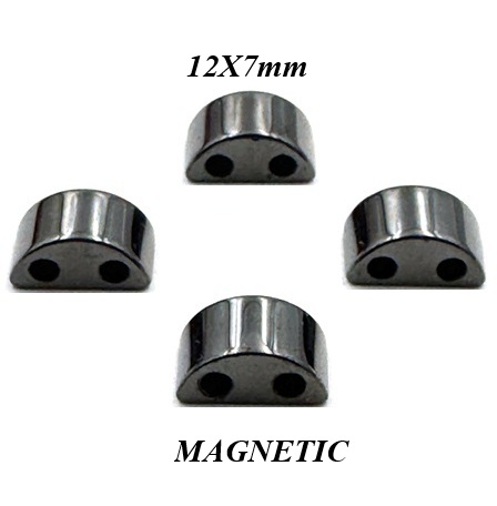ON SALE 100 PC 12X7mm Half Dome Spacers Hematite Magnetic Beads with 2 Holes #MB-12X7