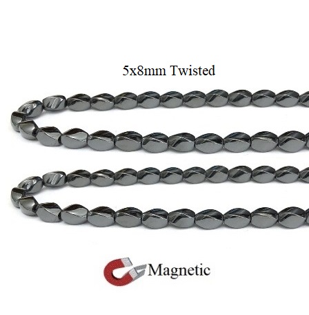 SALE 10 Strands 5x8mm Twisted 16" Magnetic Beads #MB-TW5x8