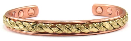 Golden Center Solid Copper Cuff Magnetic Bangle Bracelet #MBG019