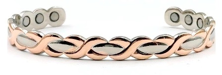 XOX Two Tone Solid Copper Cuff Magnetic Bangle Bracelet #MBG-6005