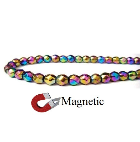 10 Strands Faceted 8mm Round 16" Each Magnetic Rainbow Beads #MBR-F8