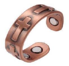 Cross Solid Copper Magnetic Therapy Ring #MCR116