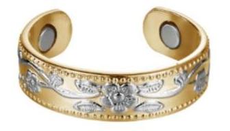 Silver Floral Solid Copper Magnetic Ring #MCR215