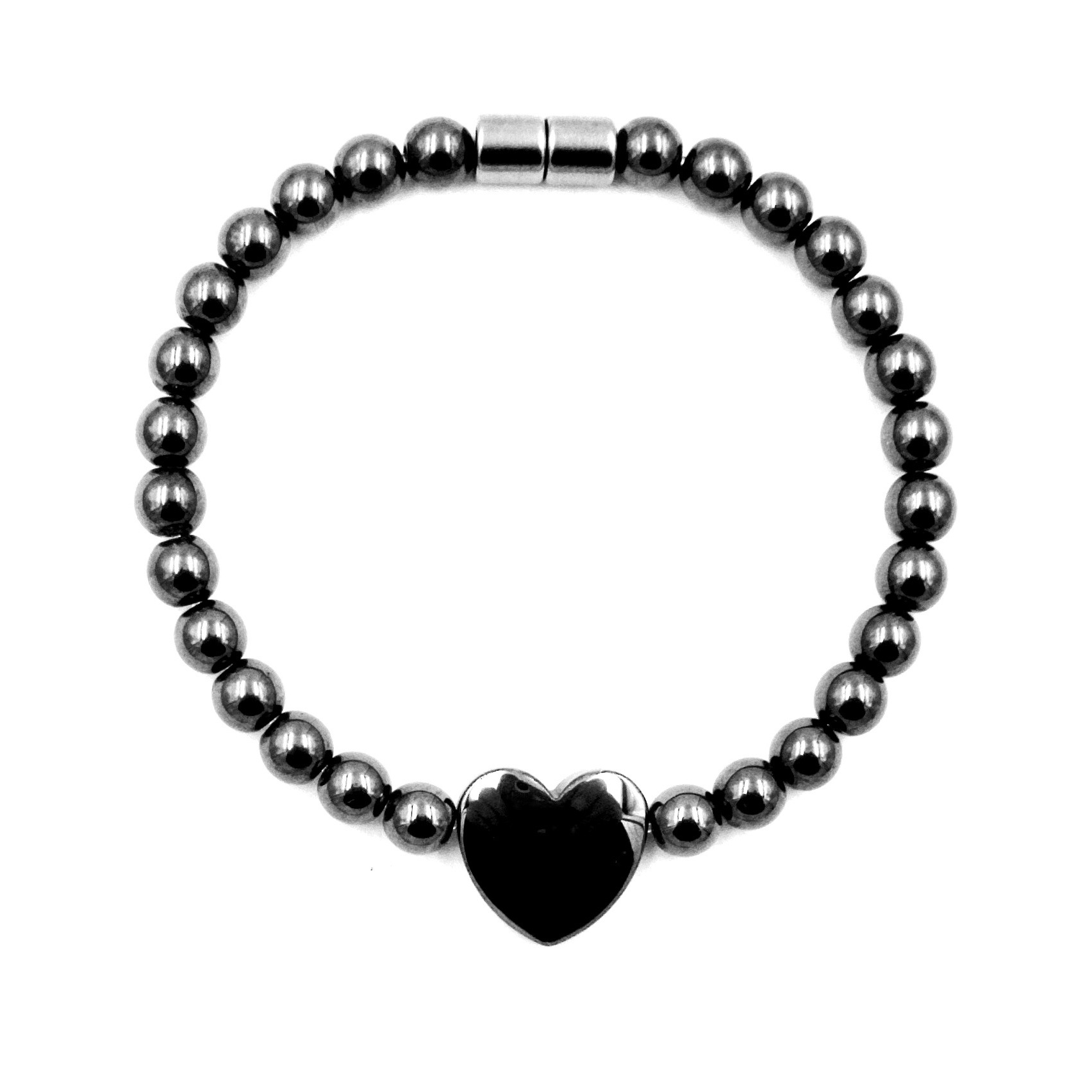 1 PC. Happy Single Heart Magnetic Bracelet Hematite Bracelets #MHB0041