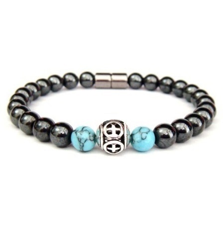 1 PC. (Magnetic) Cross Bead Magnetic Bracelet Hematite Bracelet #MHB100TQ