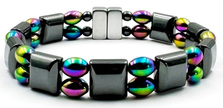 1 PC. (Magnetic) Faceted Rainbow Double Line Magnetic Bracelet #MHB304