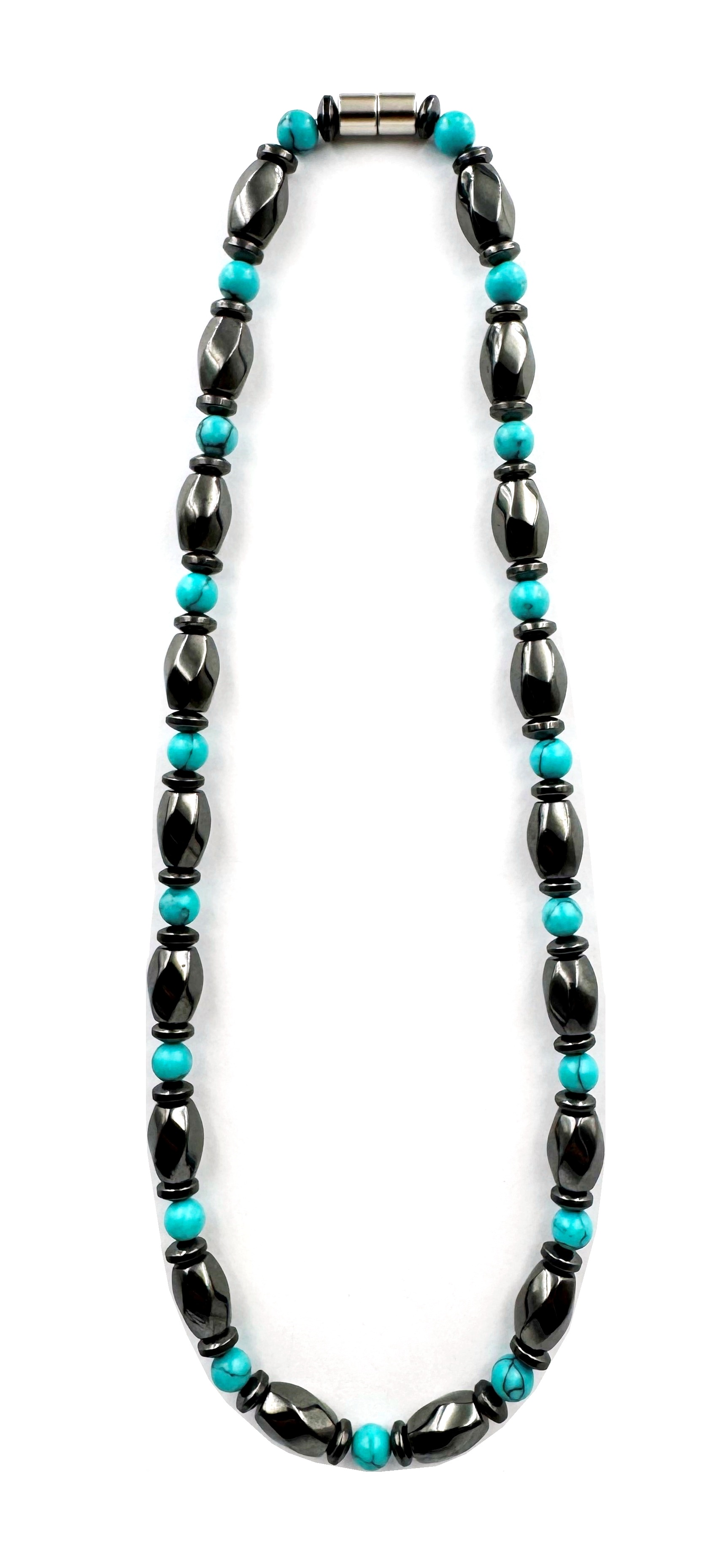 1 PC. Unisex Turquoise Hematite Magnetic Necklace for Men and Women  #MN-001