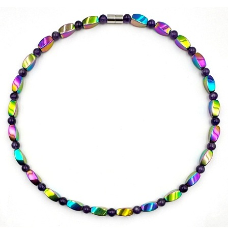1 PC. Rainbow/Amethyst Magnetic Necklace Hematite Magnetic Necklace #MN-0042