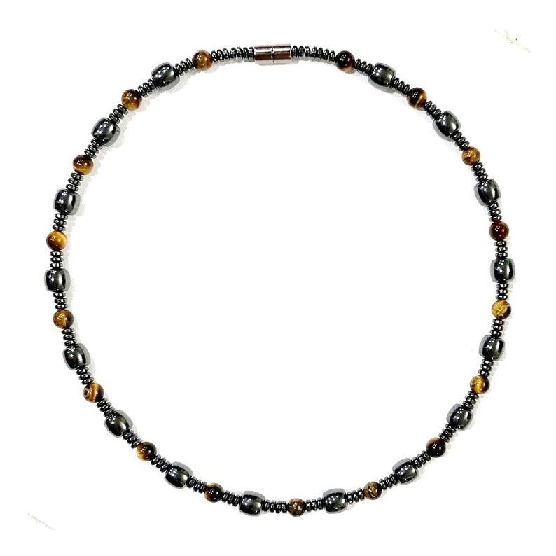 1 PC. Barrel With Tiger-Eye Beads Magnetic Necklace #MN-0135