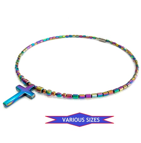 1 PC. Cross Rainbow Magnetic Necklace with Magnetic Clasp #MN-111RA