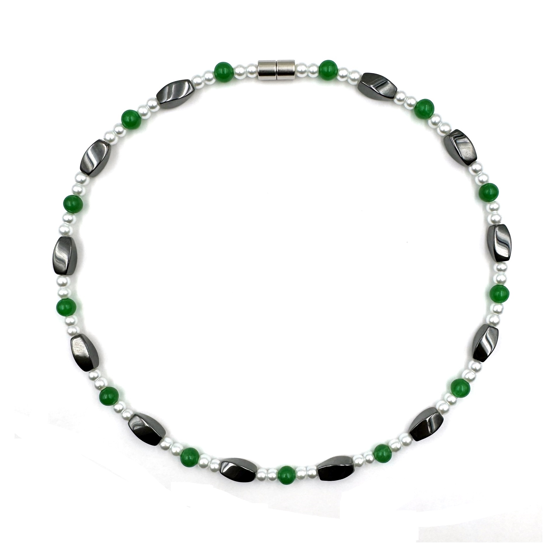 1 PC. Green & Pearl Magnetic Necklace #MN-0043GR