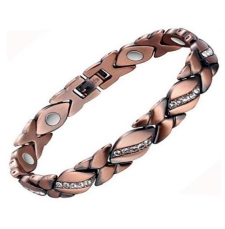 Rhinestones 99.9% Pure Copper Links Magnetic Bracelet #RCB020