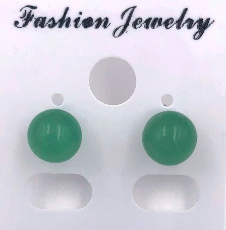 1 Pair 6mm Aventurine Stone Ball Earrings on Stainless Steel Posts #SER-100AV