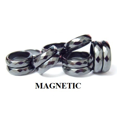 12 PC. (MAGNETIC) 6mm Faceted Cut Mixed Sizes Hematite Magnetic Rings #Z143A